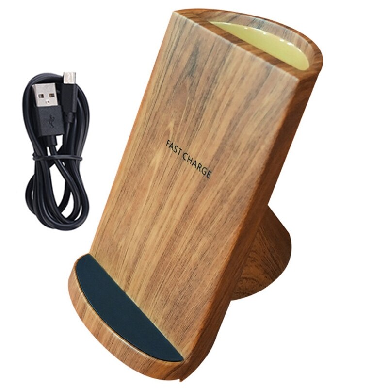 Qi Universele Houten Textuur Potlood Vaas Pen Houder Snelle Opladen Draadloze Oplader Stand Voor-Iphone-Samsung: BN