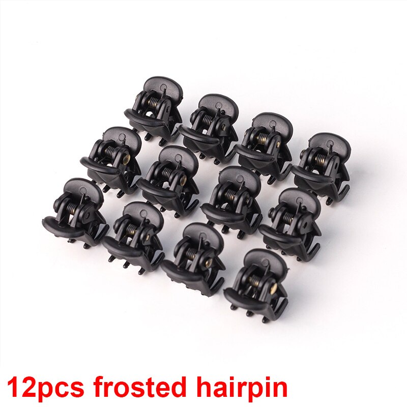 Pinces à cheveux pour femmes, 12 pièces/paquet, accessoires pour filles, Mini griffes en plastique Transparent, noir, marron,: B2