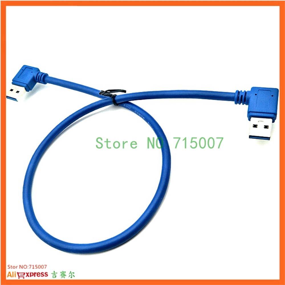 USB3.0 USB 3.0 Type A Male 90 Degree Left Angled to Right Angled Extension Cable Straight Connection 50cm 0.3m