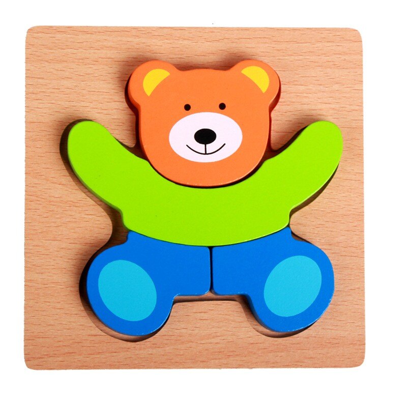 Håndgribebræt puslespil trælegetøj til barn tegneserie dyr puslespil børn baby tidlig uddannelse intellektuelt puslespil legetøj: E