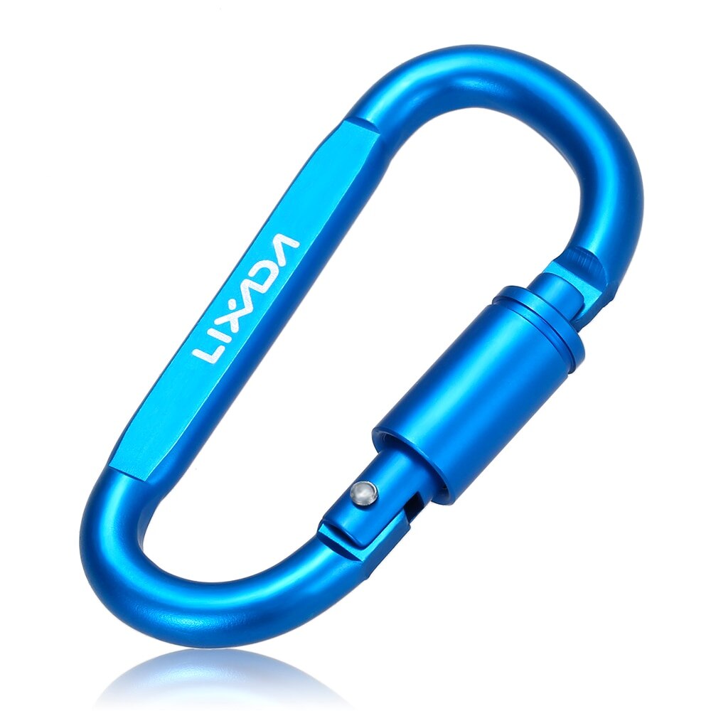 Lixada Aluminium Karabijnhaak Voor Sleutels Outdoor Vissen Carabiners D-Ring Locking Klimmen Karabijnhaak Gesp Sleutelhanger: Blauw