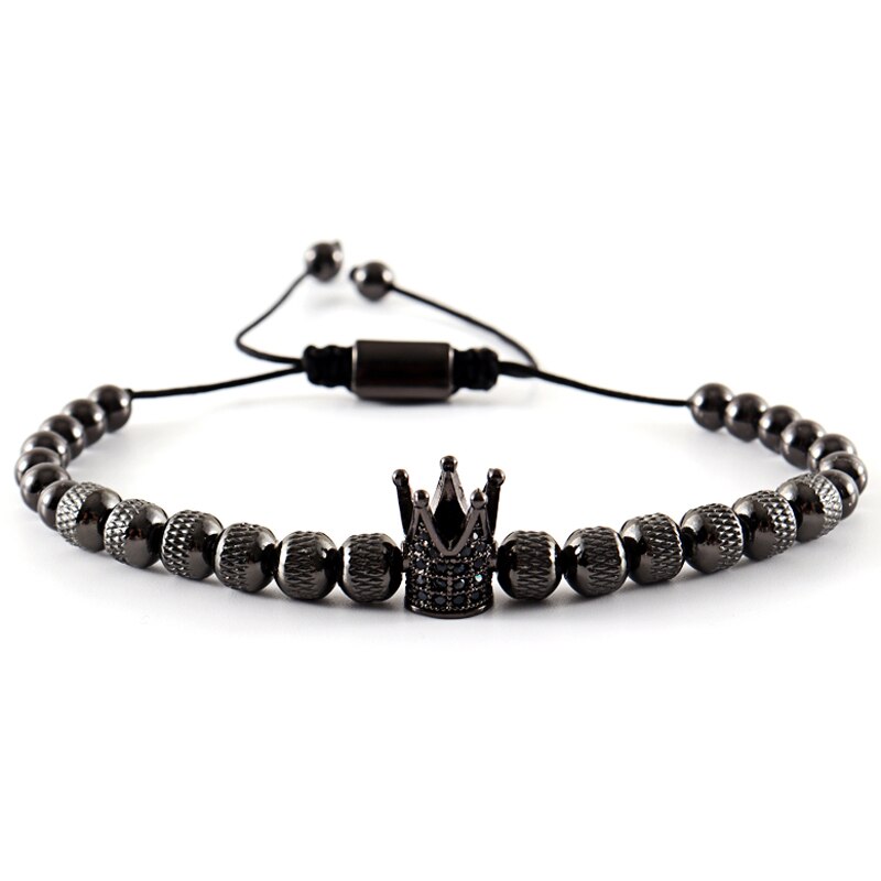 2022 Kroon Charme Armband Mannen Eenvoudige Klassieke Verstelbare Touw Handgemaakte Weave 6Mm Bead Armband Voor Mannen Sieraden: 9
