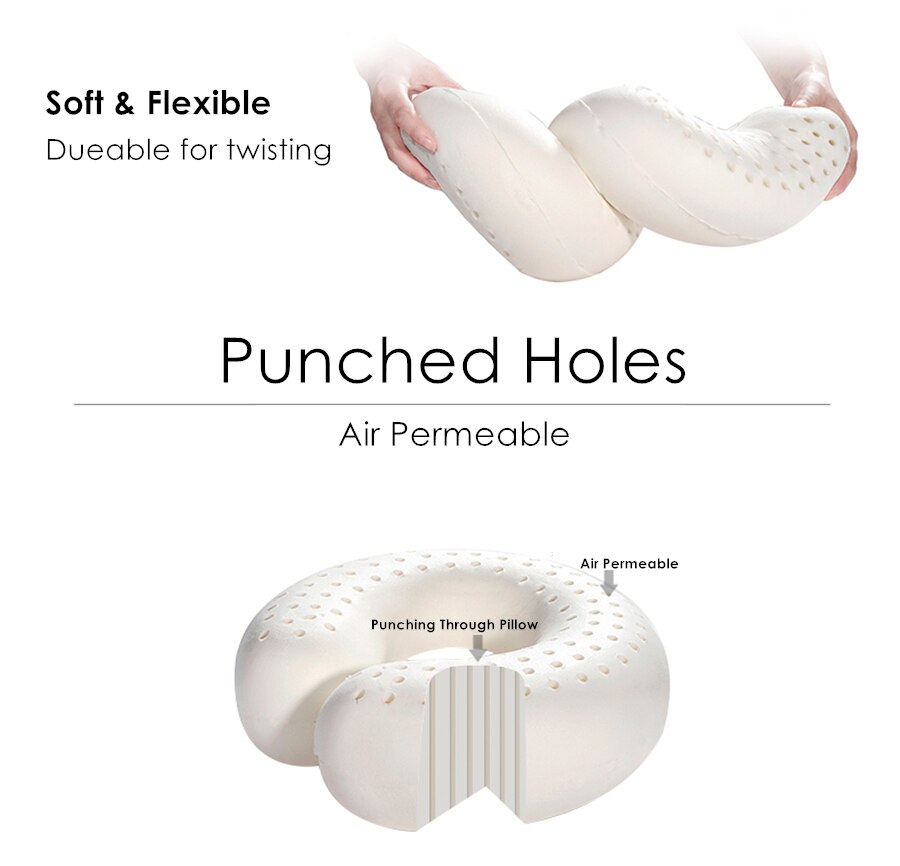 Purenlatex 27X27 U-vorm Latex Reizen Kussen Nek Kussen Geheugen Rebound Kantoor Kussen Cervicale Wervelkolom Beschermen Hoge Rug