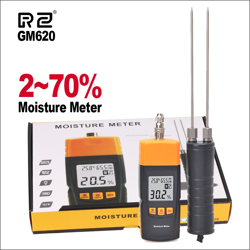 Rz Hout Vochtmeter Digitale 2 ~ 70% Luchtvochtigheid Tester Timber Vochtige Detector Draagbare Handheld Hygrometer Vochtmeter