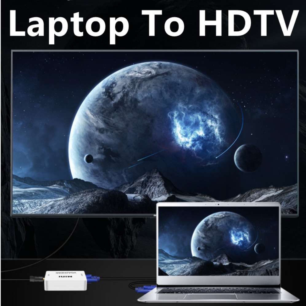 Convertitore compatibile da VGA a HDMI HD 1080P adattatore da VGA a HDMI femmina a femmina con uscita Audio per proiettore HDTV per computer portatile PC