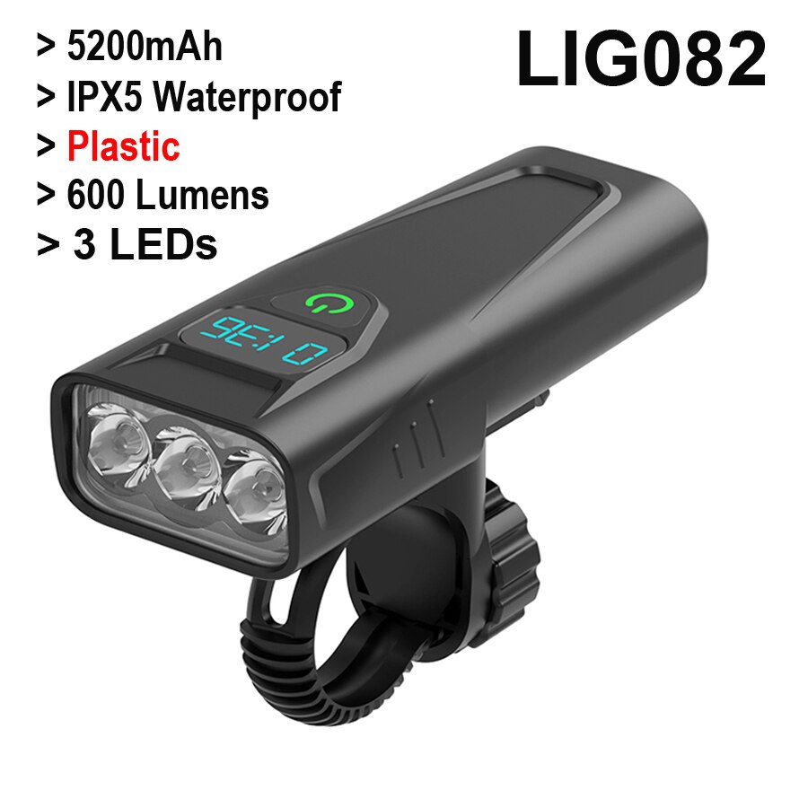 NEWBOLER 8 LEDs Pantalla de potencia de luz de bicicleta 2000 Lumen 10000mA Luces de bicicleta MTB Faros de ciclismo como accesorios de bicicleta de banco de energía: LIG082