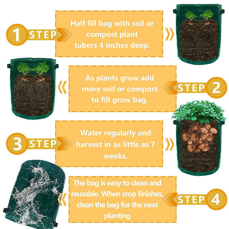 5Pcs/Pack PE Potato Grow Container Bag DIY Planter Vegetable Gardening Thicken Vegetable Pot Planting Grow Bag Garden Tool