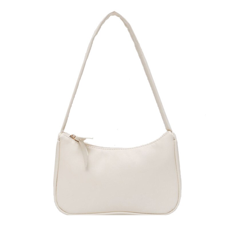 Handvat Tas Vrouwen Retro Handtas Pu Lederen Schoudertas Bakken Onderarm Vintage Top Handvat Tas Vrouwelijke Kleine Subaxillary Tassen: White