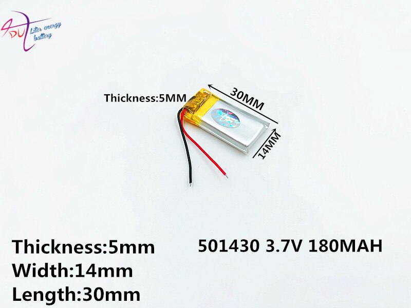 Litro de energia da bateria 501430 3.7V 180mAh 501530 Lithium Polymer Bateria Recarregável de iões de Li-Po Para Mp3 MP4