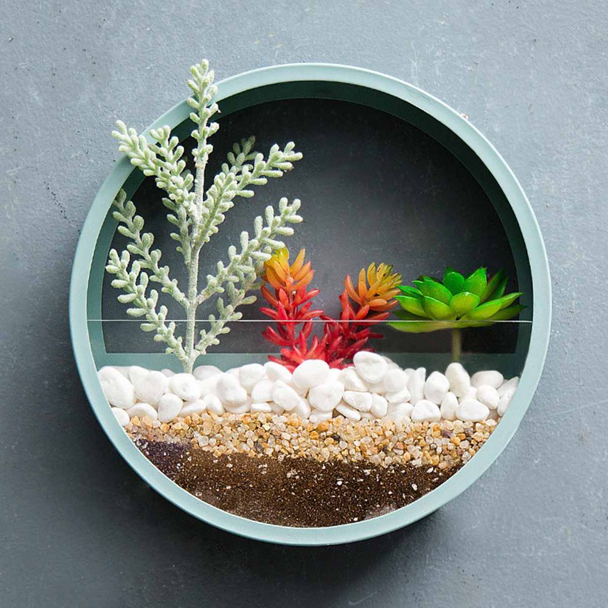 Vase mural rond en fer moderne | Décor mural suspendu pour maison salon Restaurant Pot de fleurs plantes succulentes Vases en verre d'art
