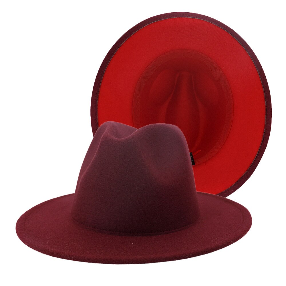 Sombreros de fondo rojo para hombre y mujer, gorra de Jazz, sombrero de vaquero, gorra de Color de doble cara, ,: 15