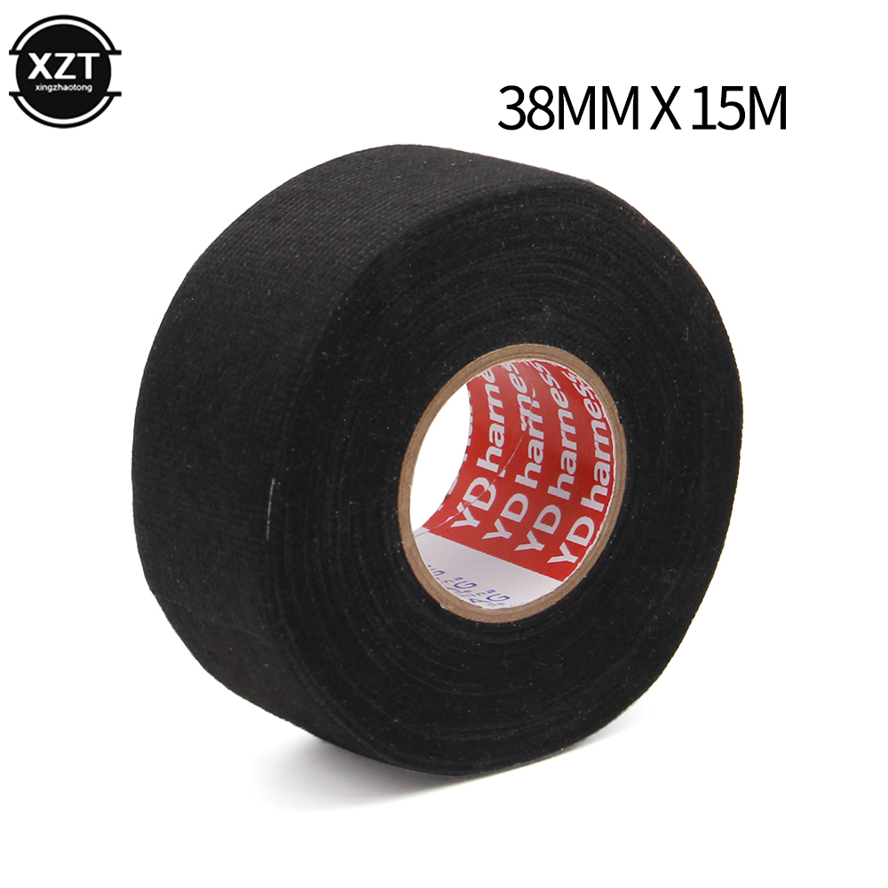 1pc Heat-resistant Adhesive Cloth Fabric Tape For Car Auto Cable Harness Wiring Loom Protection Width 9/15/19/25/32MM Length 15M: 38MM x 15M