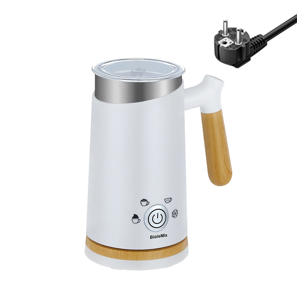 Biolomix maidonvaahdotin 4 in 1 sähköinen maidon höyrytin ja kylmä maitovaahto kahvivaahtokone cappuccinoa, lattea, maitoa varten: 220-240v eu pistoke