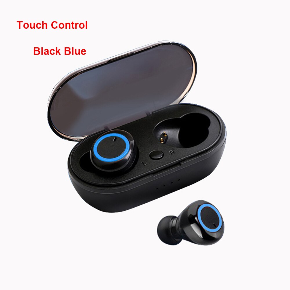 Fone de ouvido tws bluetooth 5.0, estéreo, grave, headset, com microfone verdadeiro, wireless, mini fone de ouvido esportivo para xiaomi iphone: B Black Blue