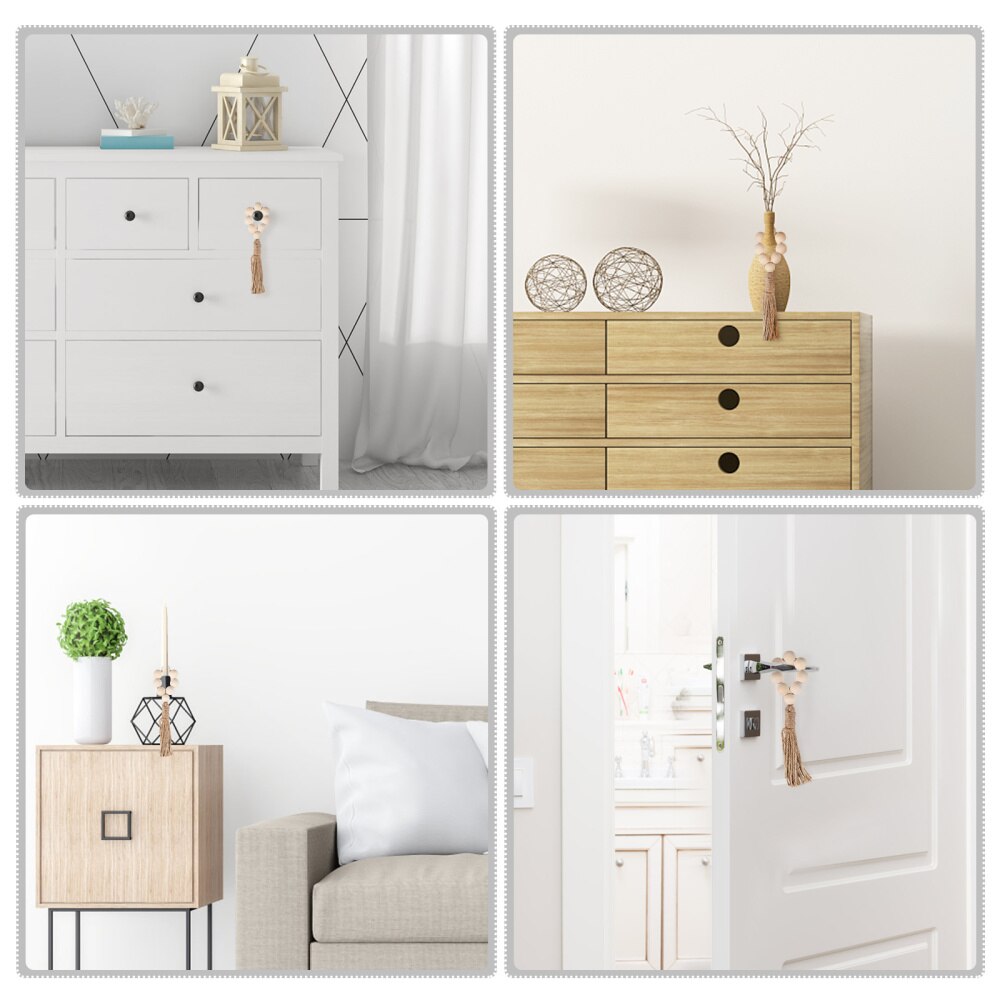 Lioobo 4Pcs Kralen Servetringen Rustieke Boerderij Houten Kraal Servetringen Thuis Bruiloft Tafel Decor