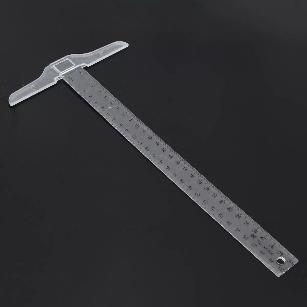 ALLSOME 30cm 30cm/12" Plastic T-Square Metric Ruler Measurement Tool Transparent Measure Ruler Woodworking Hand Tools