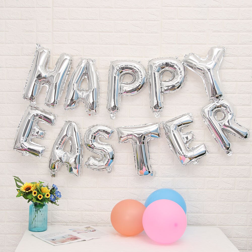 11Pcs Happy Easter Foil Balloons Air Helium Balloon Happy Easter Letter Kids Balloons Globos Easter Party Decoration Supplies