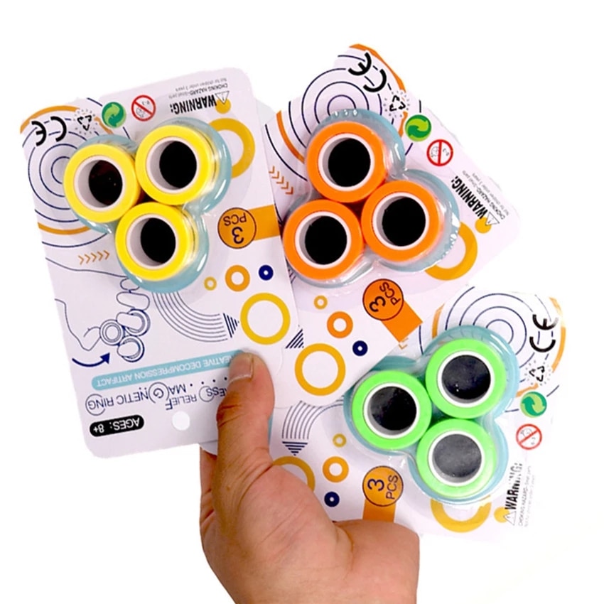 Anti-Stress Magnetic Rings Fidget Unzip Toy Magic Ring Props Tools Children Magnetic Ring Finger Spinner Ring Adult Toys