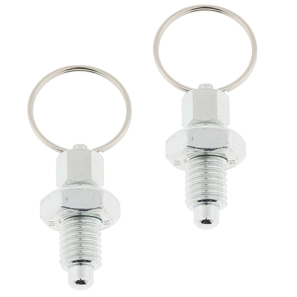 2 Pcs M12 Steel Spring Plunger Indexing Plungers with Pull Ring