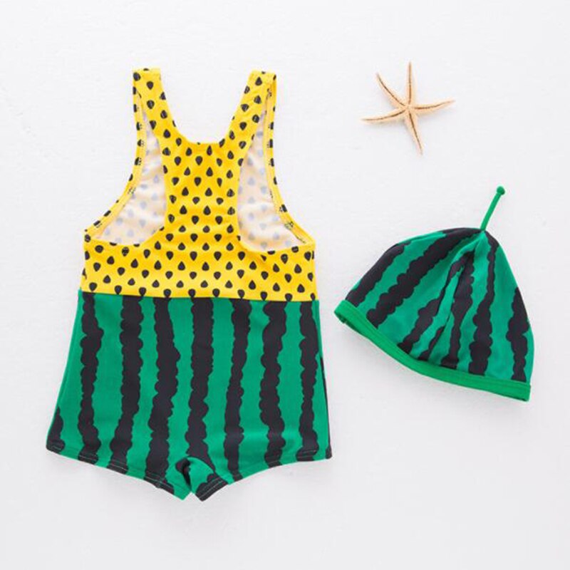 Maillots de bain pour enfants | Combinaison une pièce, de melon, jaune, vert, dessin animé, costume de bain pour garçons