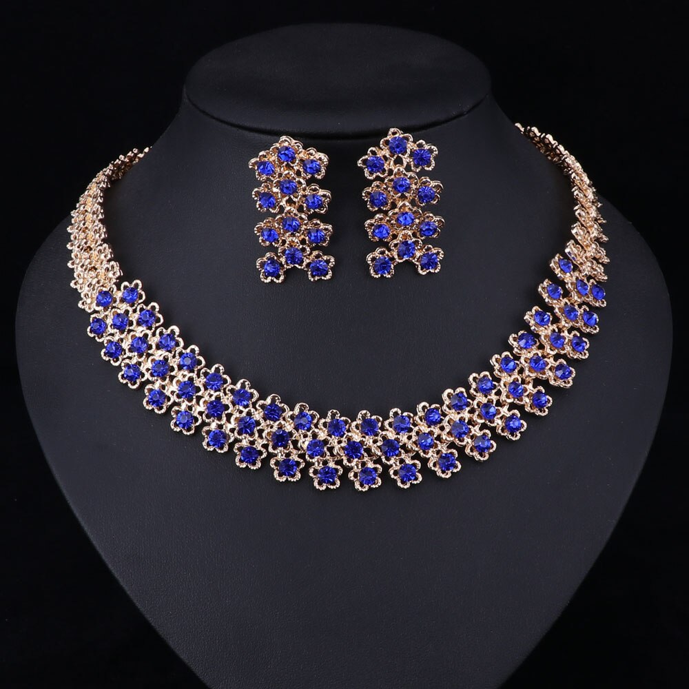 Conjuntos de joyería de disfraz africano, collar de de Color dorado, pendientes para mujer, accesorios de de cristal