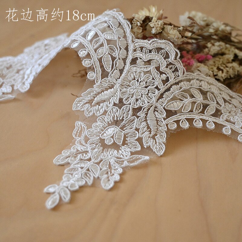 Dentelle Galon Rebrodé Ivoire Haute Couture - Au Mètre, 13cm De Large, 5 Pièces, 100cm