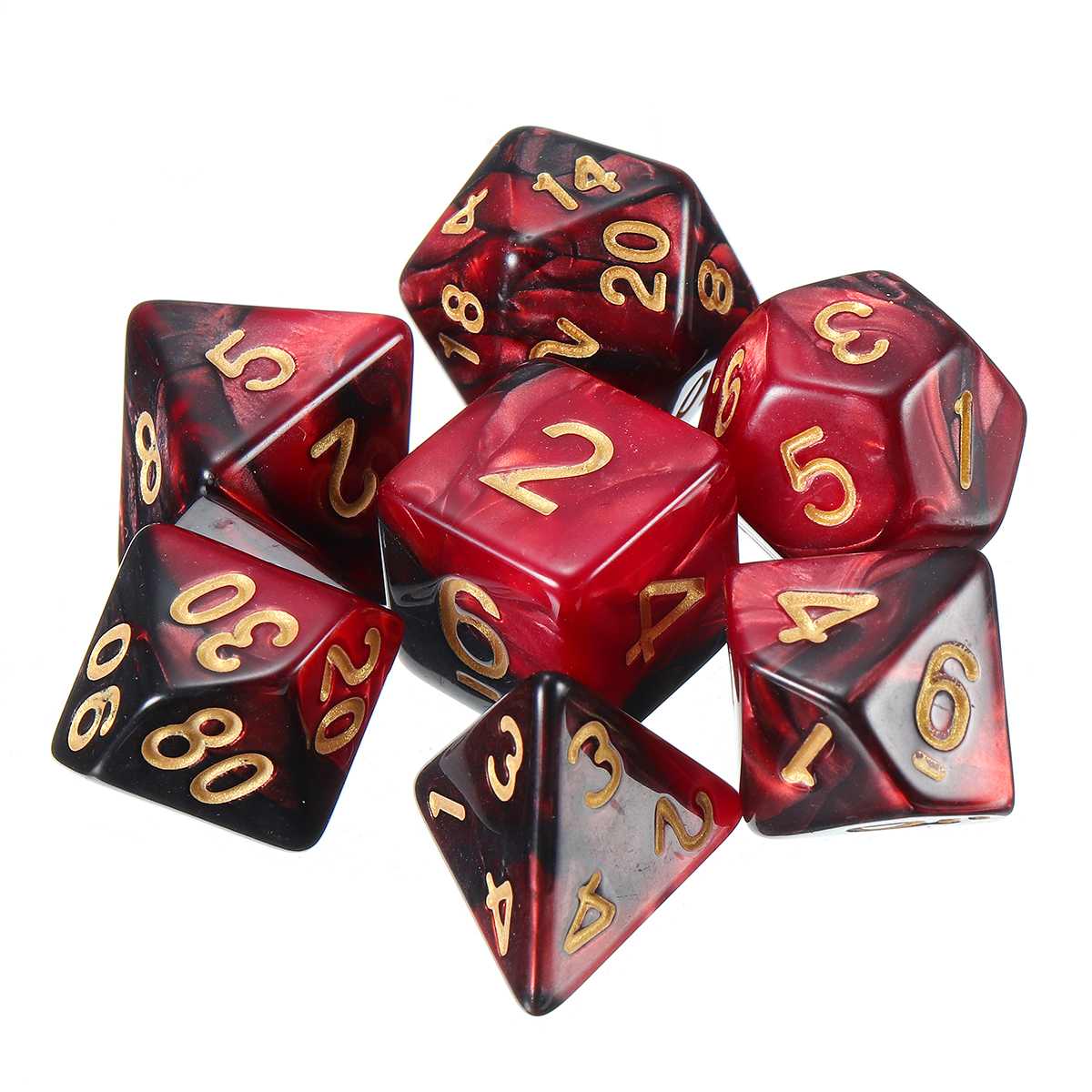 7 stuks polyhedrale acryl dobbelstenen speelgoed spel dobbelstenen rekwisieten voor dnd trpg rpg kinderen wiskunde educatieve digitale dobbelstenen met opbergzak