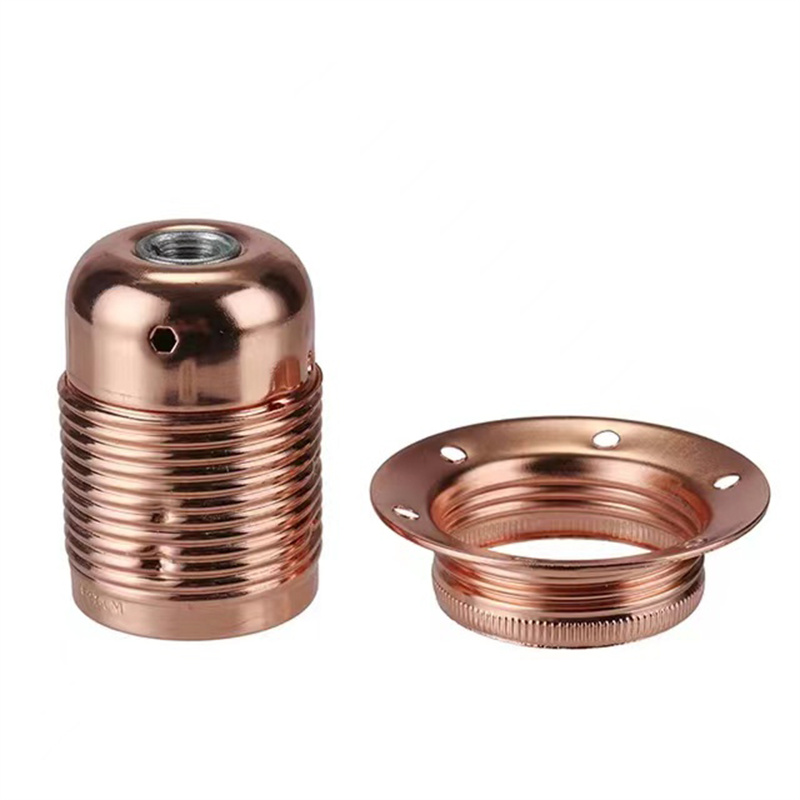 Vintage LED Lamp Holder E27 E26 DIY Industrial Pendant Light Bulb Base With Ring Retro Screw Socket Fitting Adapter Lampholder: Gold