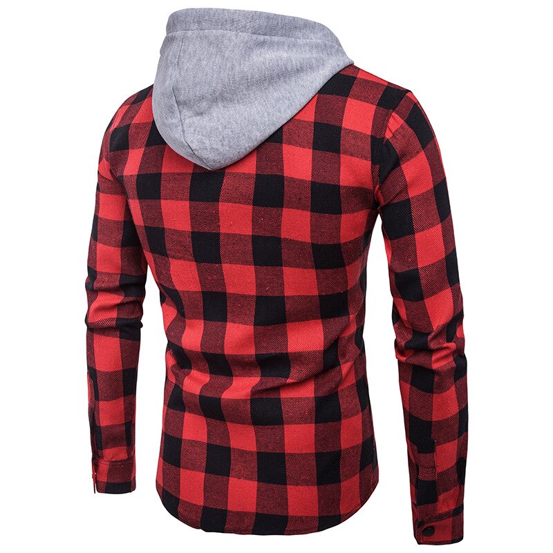 Zhelin miesten pitkähihainen paita hupullinen ruudullinen paita flanelli casual miesten paita