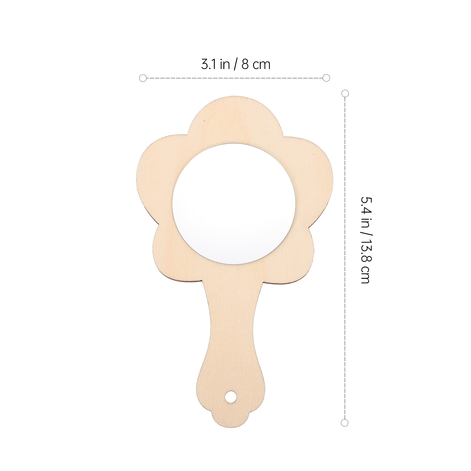 10pcs DIY Mirror Blank Unique Party Kids DIY Painting DIY Wooden Mirror Unfinished Handheld Mirror