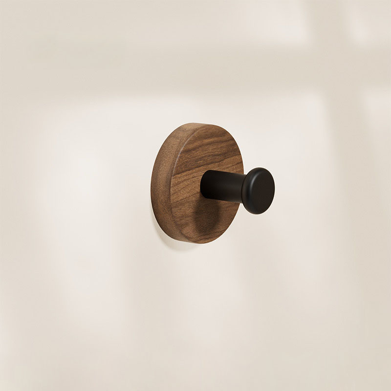 Ganchos para toallas, ganchos adhesivos montados en la pared para colgar batas, colgador de ropa, gancho para dormitorio, cocina, gancho de pared de haya de madera: Caqui oscuro