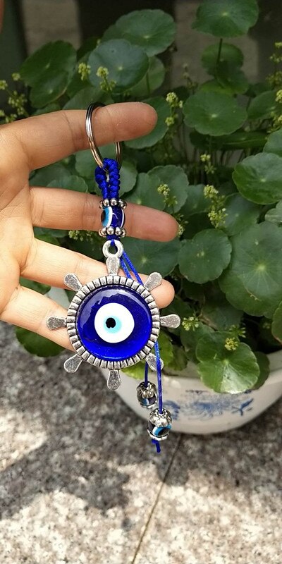 Turkse Blauwe Sleutelhanger Zak Opknoping Glazen Eye Resin Kralen Hand-Geweven Volledige Diamond Palm Olifant Lantaarn Schrift Anker hangers: LL000095-5