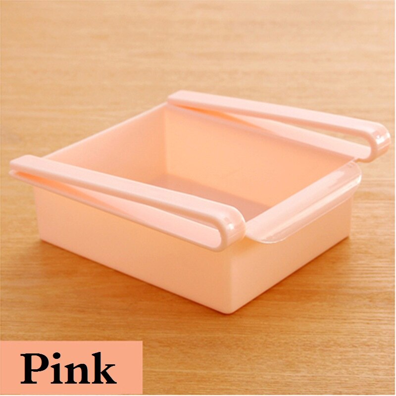 Kitchen refrigerator storage box storage rack refrigerator freezer pantry organizer kitchen supplies storage rack: T0199-Pink