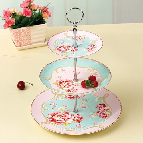 3 Tier Ronde Cupcake Cake Plate Stand Handvat Montage Wedding Party Stand