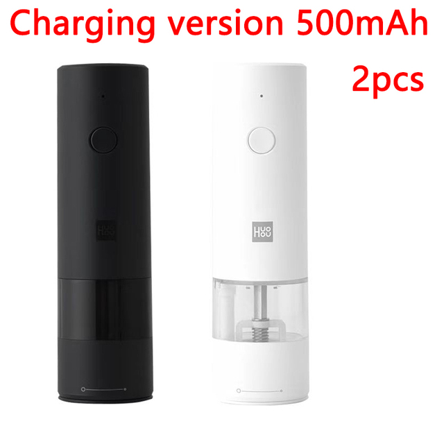 Huohou Electric Automatic Mill Pepper and Salt Grinder LED Light 5 Modes Peper Spice Grain Porcelain Grinding Core Mill Kitchen: plum