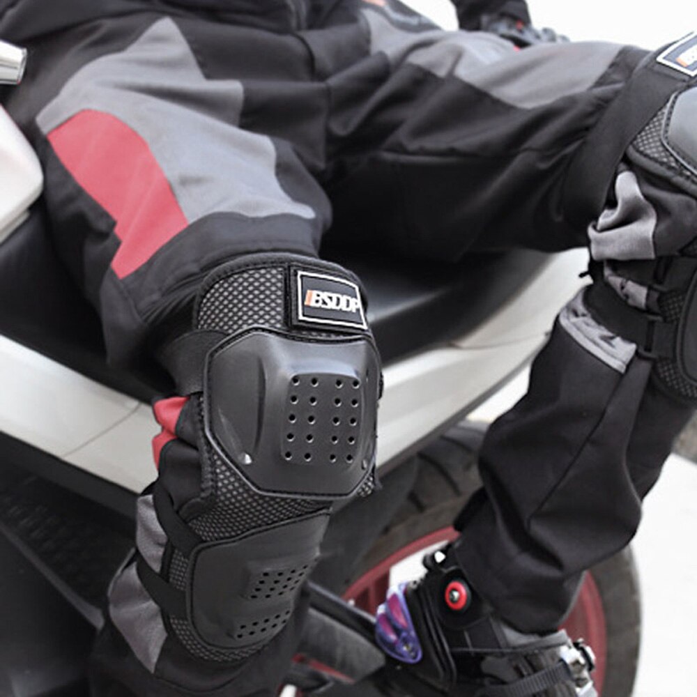 Motorfiets Knie Pads Fietsen Zwart Ademend Elleboog Protector Verstelbare