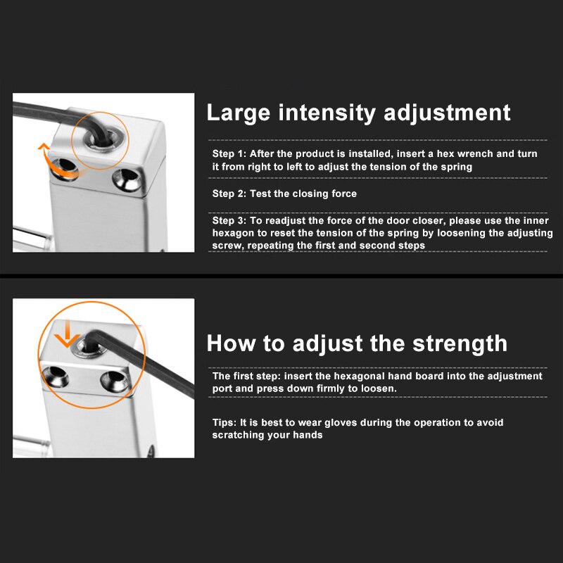 Automatic Door Closer Adjustable Automatic Strength Spring Door Closer Invisible Door Spring Hinge Fire Door Passage PAK55