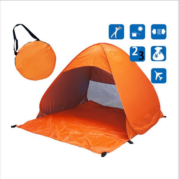 Beach tent boat ultra light folding tent pop-up automatic open tent family travel fish camping shade fishing outdoor ice fishing: Orange