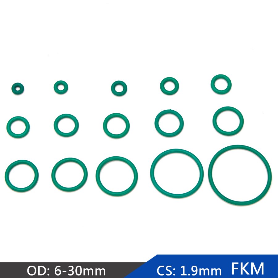 20Pcs Fluor Rubber Fkm Afdichting O-Ring Vervanging Od 6Mm-30Mm Cs 1.9Mm Groen seal O Ringen Pakking Washer Diy Accessoires S129