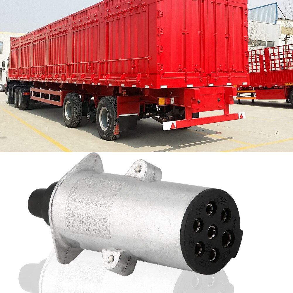 24v 7- polet anhængerstik n-type anhængerstik adapter messingstifter med aluminiumshus til trailer lastbil campingvogn