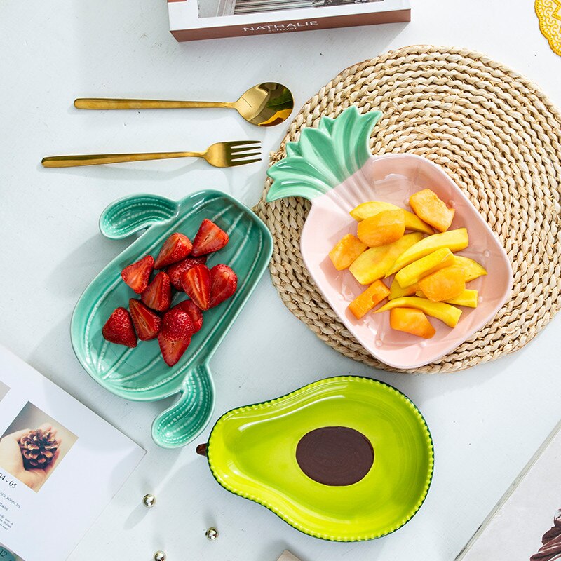 Vajilla de cerámica creativa de estilo nórdico, plato de cena con forma de Cactus y zanahoria, tazón de desayuno, plato de aperitivos para el hogar, plato de ensalada de fruta