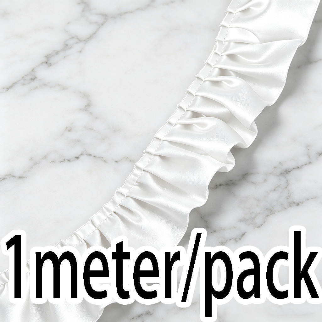 (1 Meter/Rolle) 5,5cm Doppellagige Spitzenrüsche Prinzessinnenrock-Accessoire Handgefertigtes DIY Komfortabler Stoff: WEISS