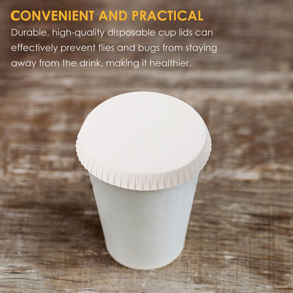 100Pcs Disposable Cup Covers Paper Portable Safe Drinking Lids Paper Mug Cover Paper Cup Lids
