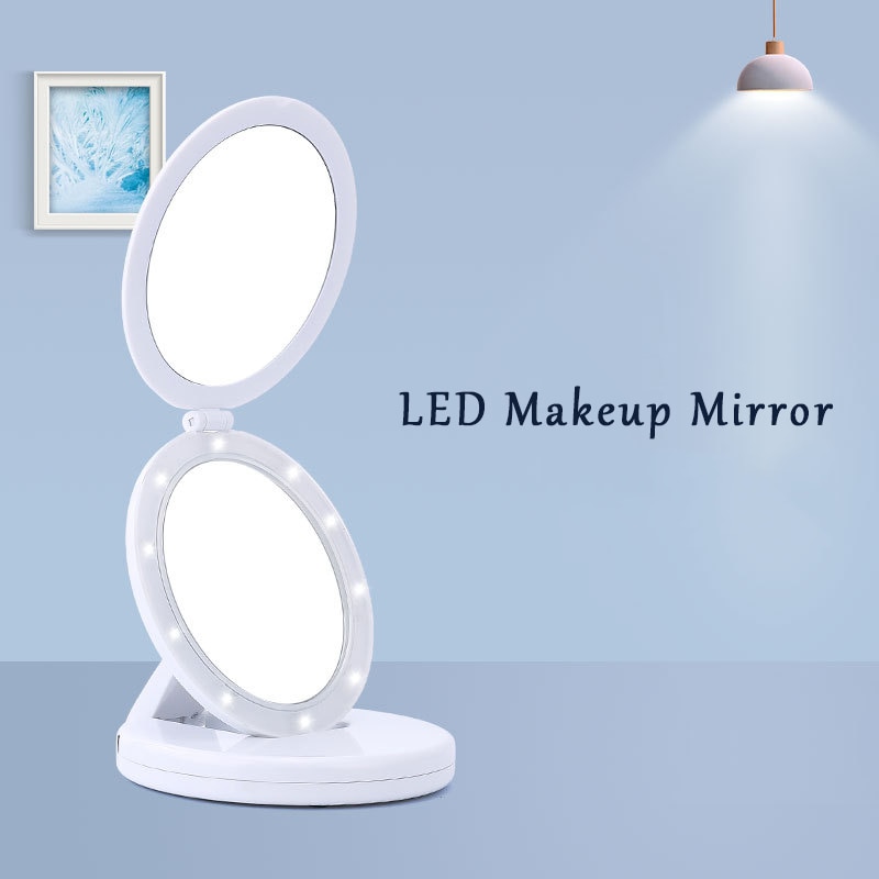 Meikkipeili led-valolla  m154 pyöreä kolminkertainen 2- kasvomeikki meikkipeili meikkipeili 5x suurentava
