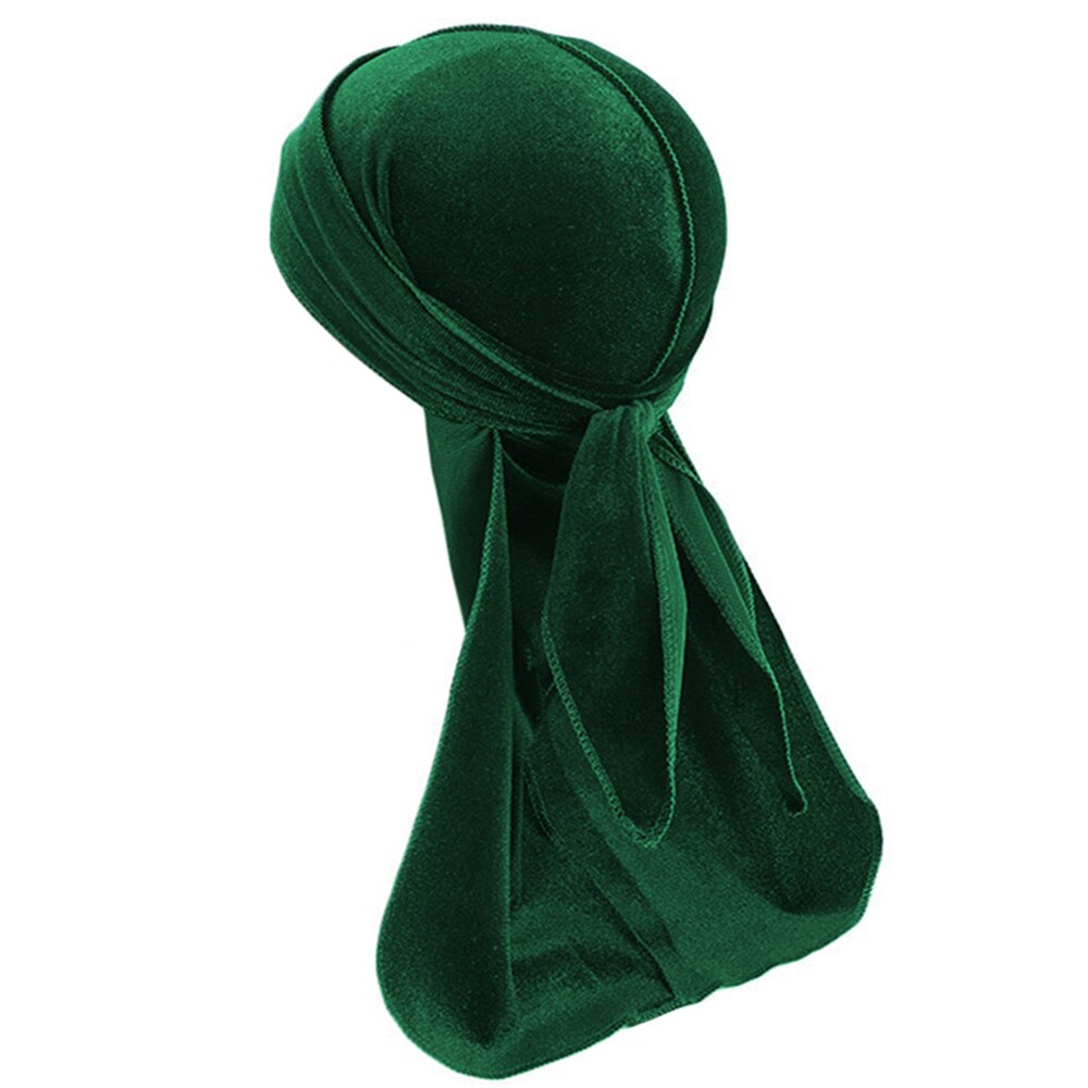 Pañuelo de terciopelo Durag para niños, pañuelo de Color sólido Doo, ondas, gorro, diadema: Verde