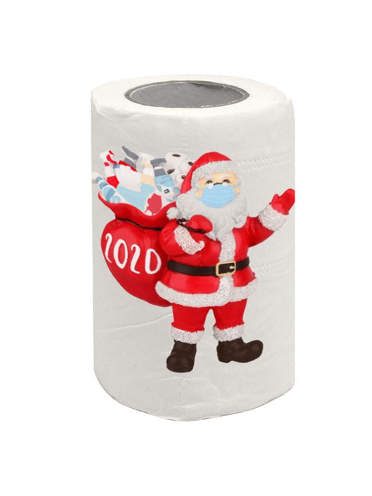 1 rollo de papel de baño navideño estampado de Santa Claus papel higiénico divertido papel de broma Decoración del hogar Hotel baño decoración suministros