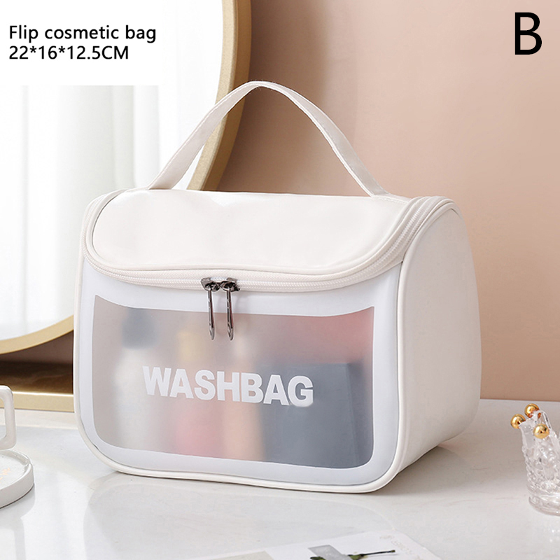 1PC Ins Style Multifunctional Cosmetic Bag for Women Wash Bag Portable Waterproof Swimming Bag Home Travel Storage Bag Case: Beige
