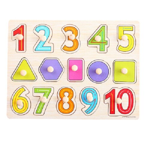 3D Houten puzzel voor peuter kinderen kid hand greep houten puzzel nummers alfabet-puzzel developmental educatief speelgoed: Number