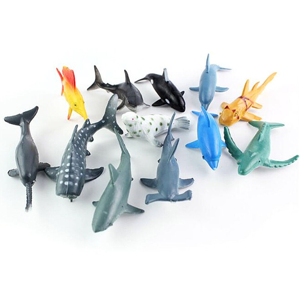 24 Pcs Zee Leven Dieren Dolfijn Krab Haai Schildpad Model Action Figures Beeldjes Ocean Marine Aquarium Miniatuur Onderwijs Speelgoed