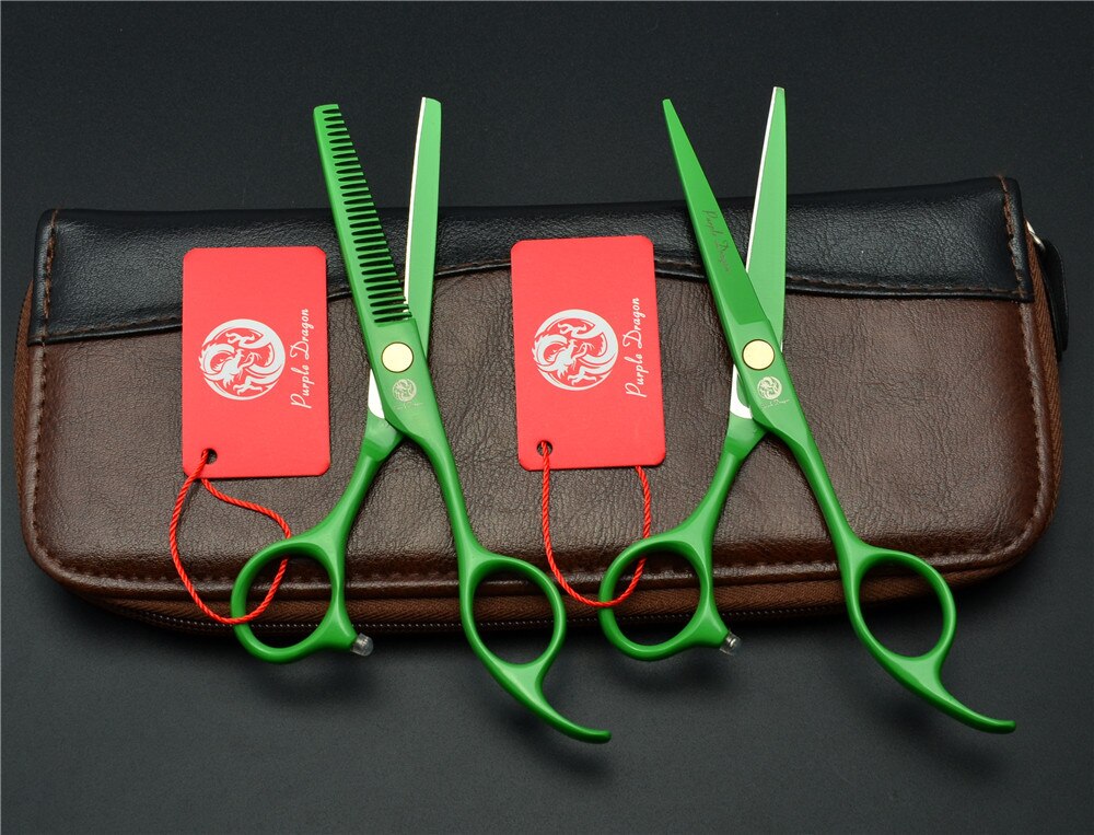 6 inch Hairdressing scissors set Straight Thinning Barber shears Personality Hair Cutting Shears: PD-6GR set bag